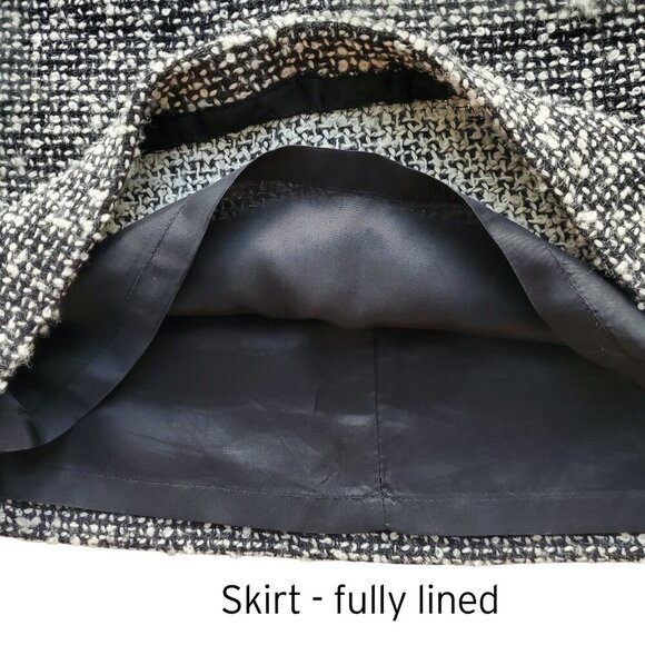 INC Tweed Boucle Fringe Trim Jacket Skirt Suit Set Clueless Chanel Vibe Size 4P - Picture 8 of 16